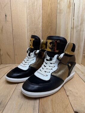 Michael Kors Nikko High Top Black and Gold Shoes Women's Size 8M